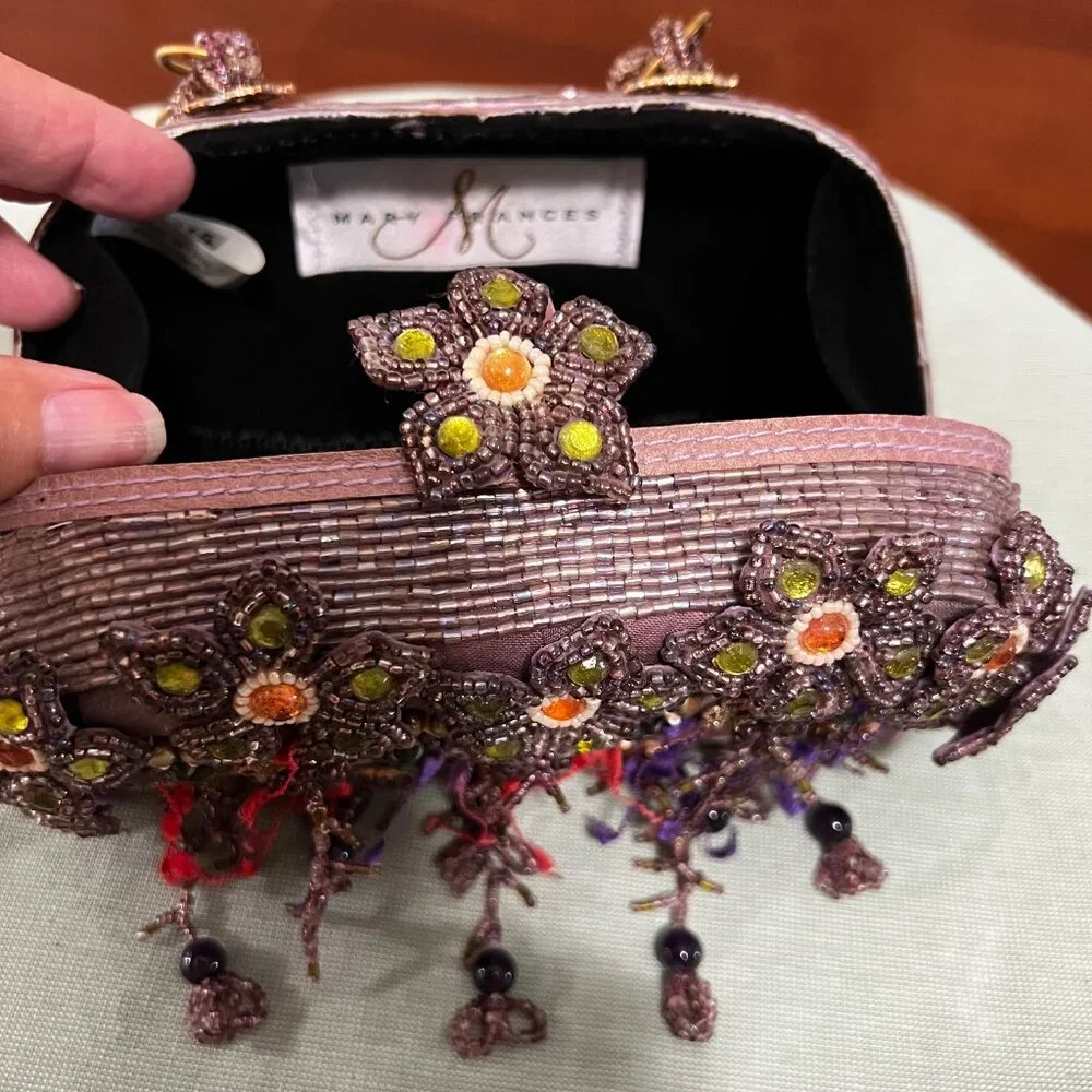 Mary Frances Purple Beaded Clutch - Picture 3 of 9